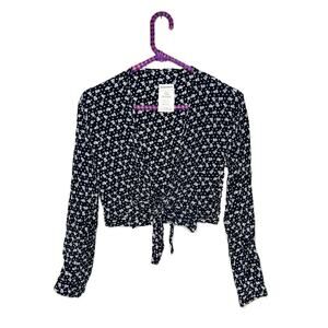 Rare Vintage 1989 WAREHOUSE Floral Tie-Front Crop Top